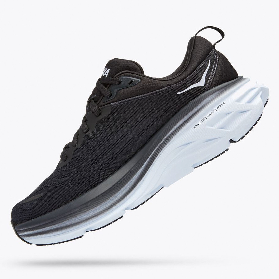 Hoka Women's Bondi 8 Black / White (Wide Width)