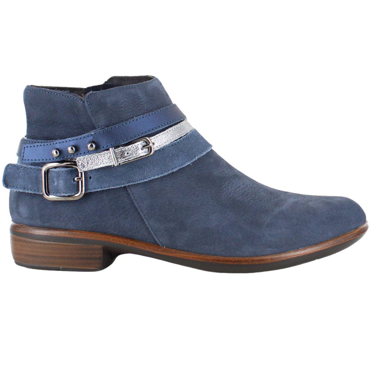 Naot Women's Sumatra Navy Velvet Nubuck with Blue and Pewter Straps