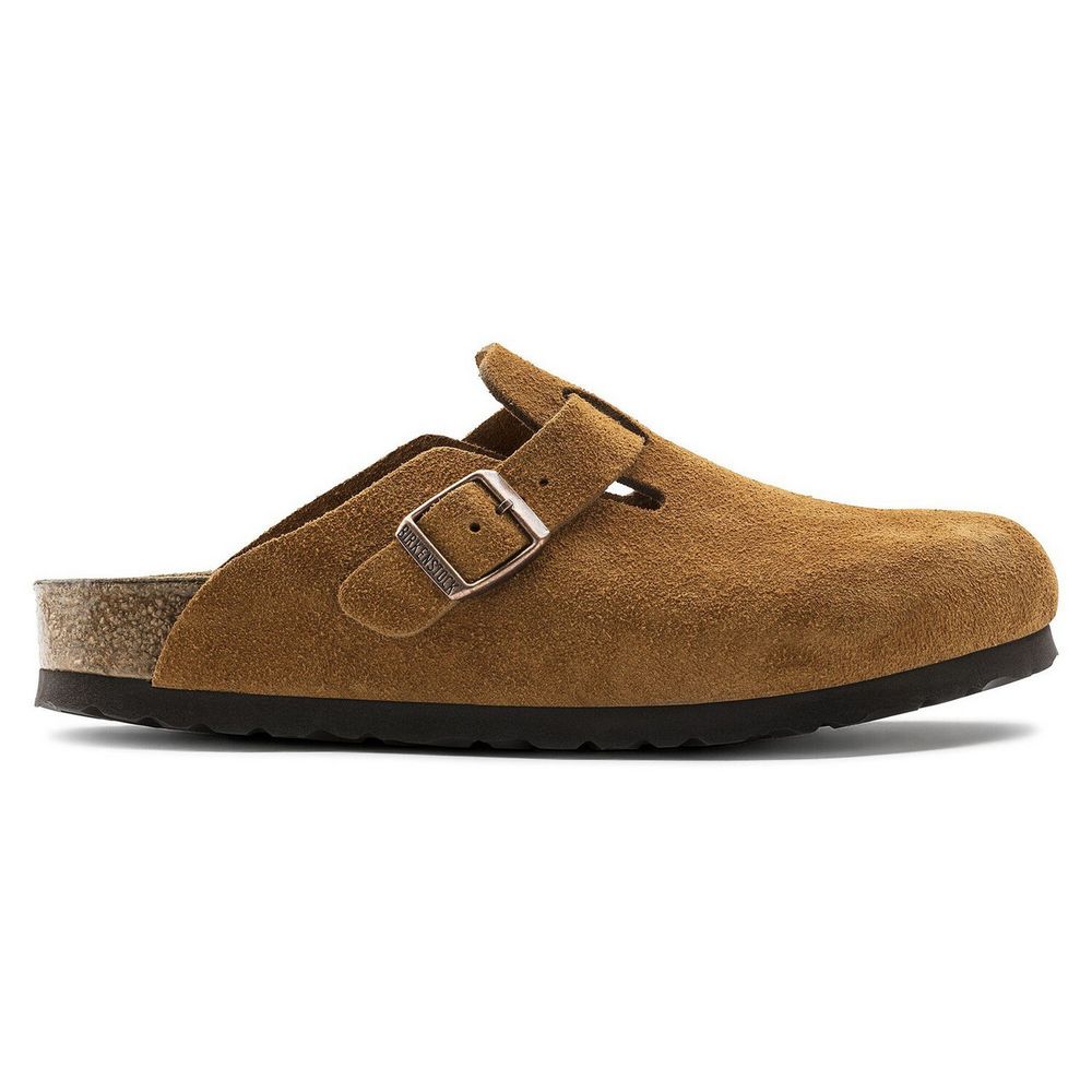 Birkenstock Boston Soft Footbed Suede Leather (Narrow Width) Mink