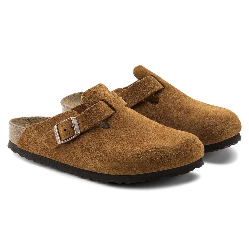 靴 BIRKENSTOCK BOSTON SOFT FOOTBED SUEDE 41 Birkenstock Boston Soft Footbed Suede Leather (Narrow Width) Mink