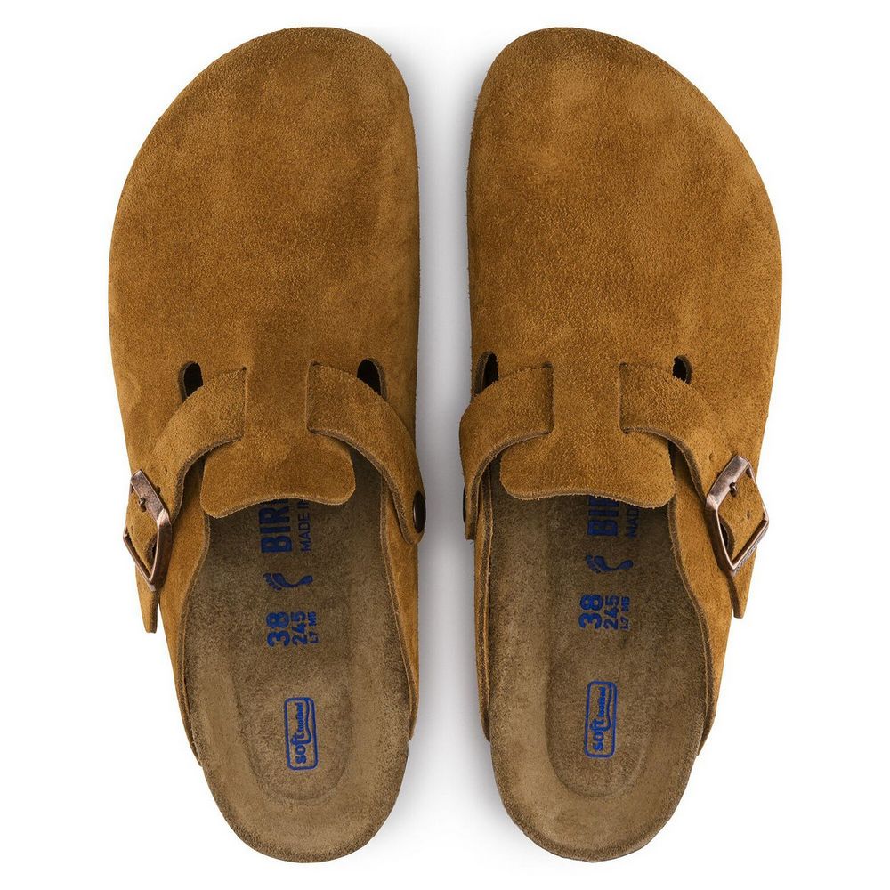Birkenstock Boston Soft Footbed Suede Leather (Narrow Width) Mink