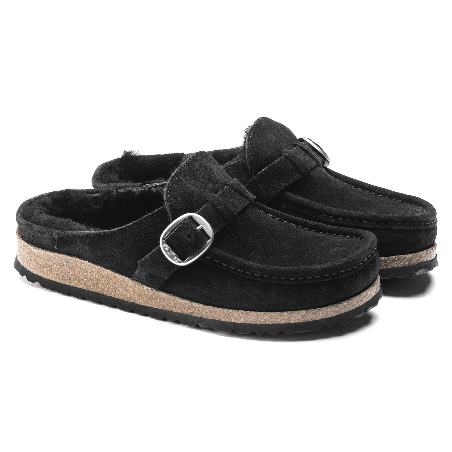 Birkenstock Buckley Shearling Suede Leather (Narrow Width) Black