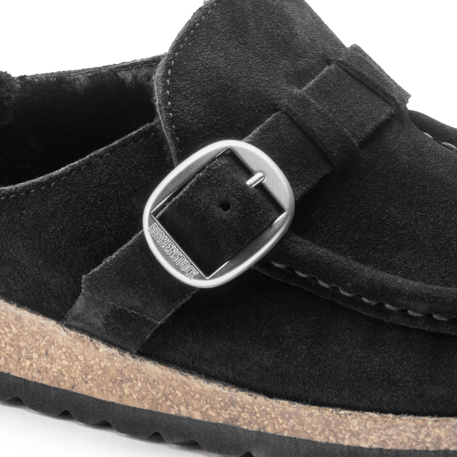 Birkenstock Buckley Shearling Suede Leather (Narrow Width) Black